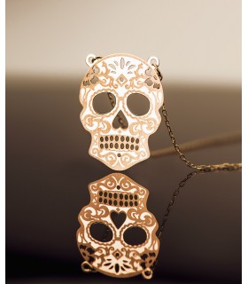 Colgante calavera mexicana para mujer - Joyas de oro