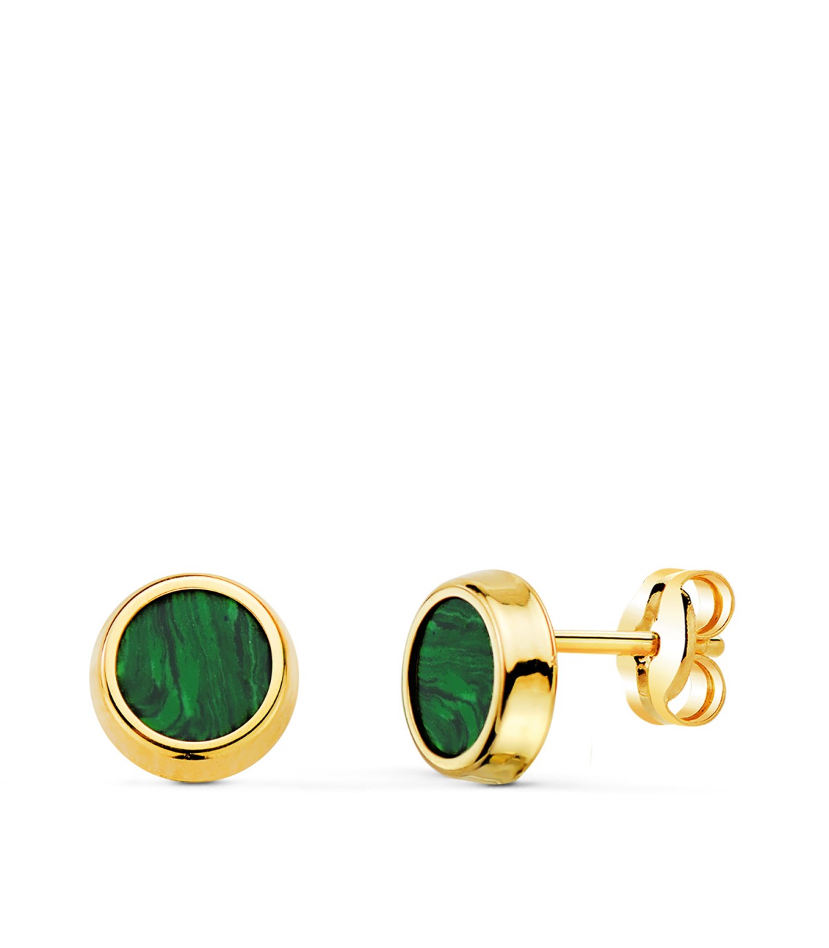 Pendientes Mystic chatón Oro 18K 7mm- pendientes pequeños, cierre presión, joyas de mujer