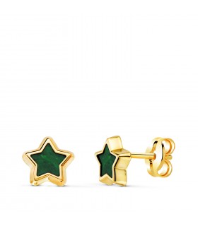 Pendientes Mystic estrella Oro 18K 7mm- pendientes pequeños, cierre presión, joyas de mujer