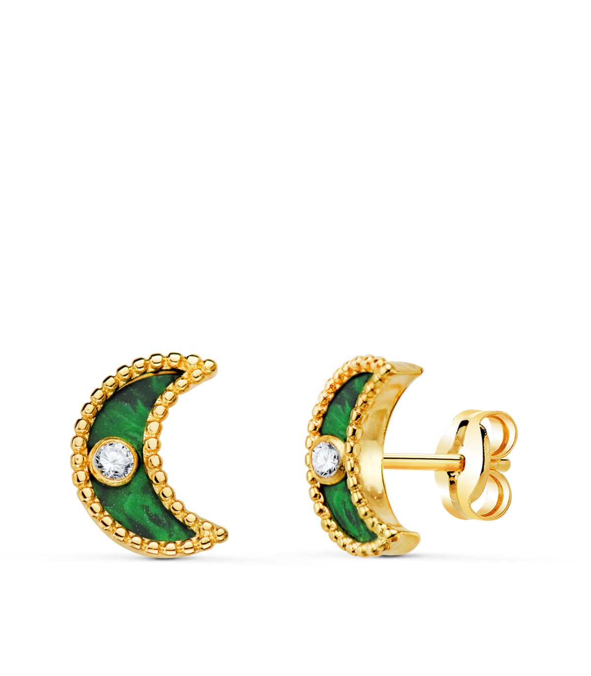 Puces d'oreilles Mystic lune Oro 18K 10mm| Boucles et clous d'oreilles. Bijoux femme.