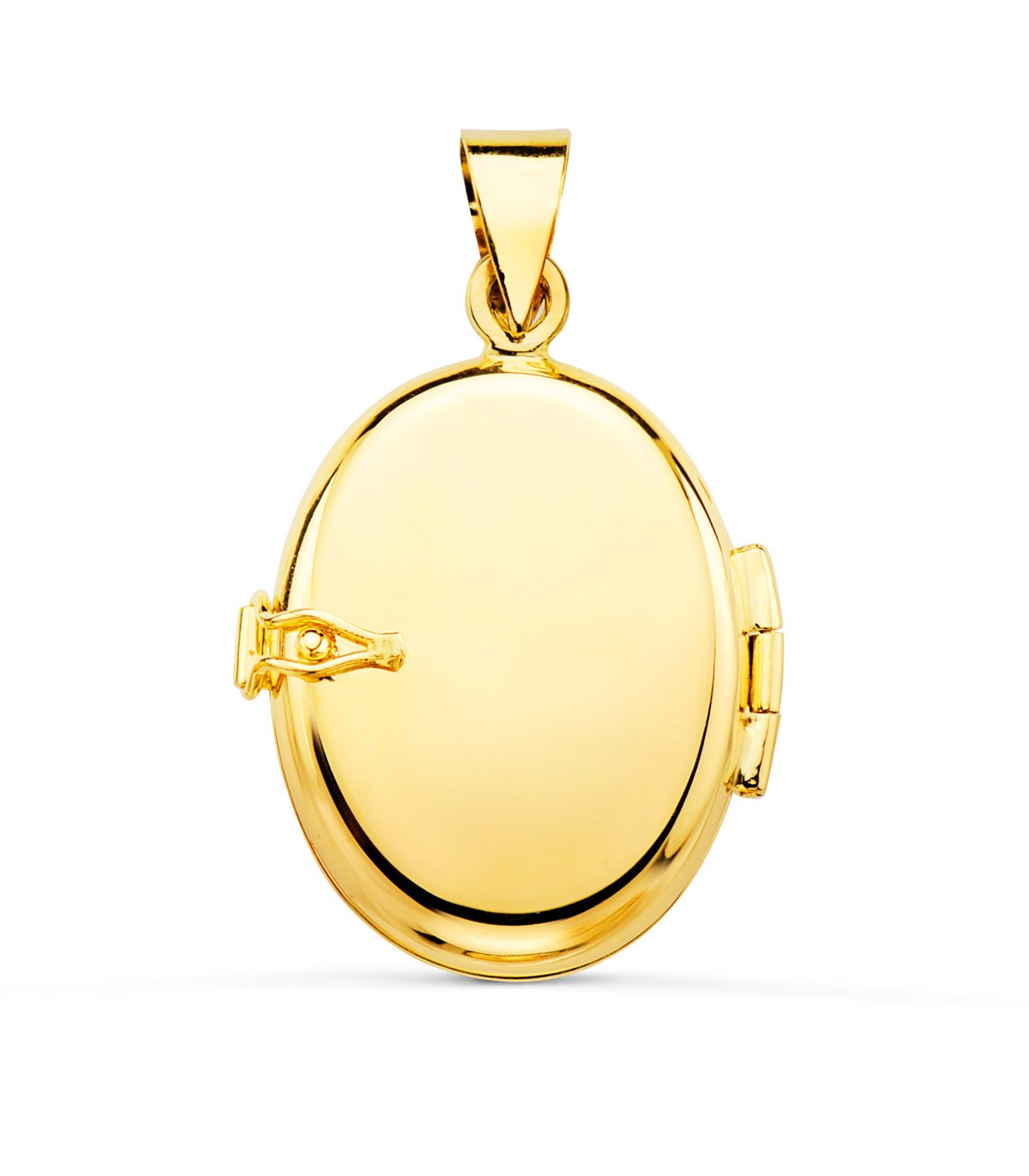 Portafotos Oval Labrado Oro Amarillo 18 K 26 MM