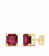 Boucles d'oreilles carré rouge Or 18K 6mm. Puces d'oreilles femme, pierre princesse.