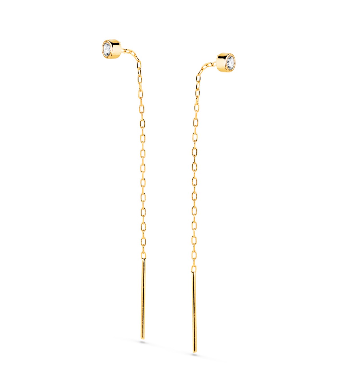 Boucles d'oreilles chaîne en or 18 carats Bristol - Boucles d'oreilles longues avec chaîne en or, boucles d'oreilles de fête.