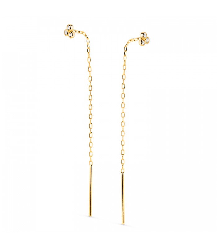 Orecchini con catenina e punto luce, in oro giallo 18kt 56 mm, modello Chester |Orecchini pendenti da donna.