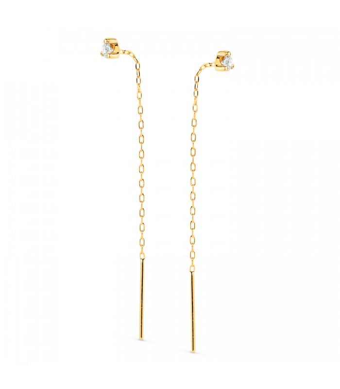 Orecchini con catenina e zirconi, in oro giallo 18kt 56 mm, modello Liverpool