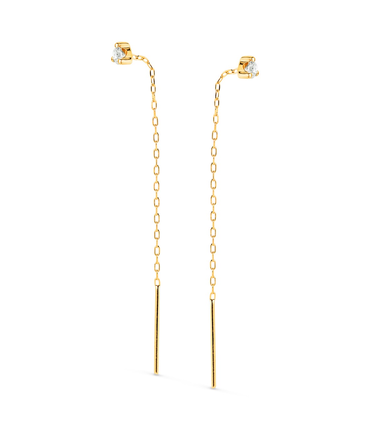 Orecchini con catenina e zirconi, in oro giallo 18kt 56 mm, modello Liverpool