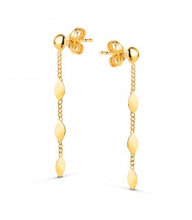 Pendientes largos chapitas oro 18K. Pendientes con cadenita para mujer, chica joven, adolescentes, niña 15 años.