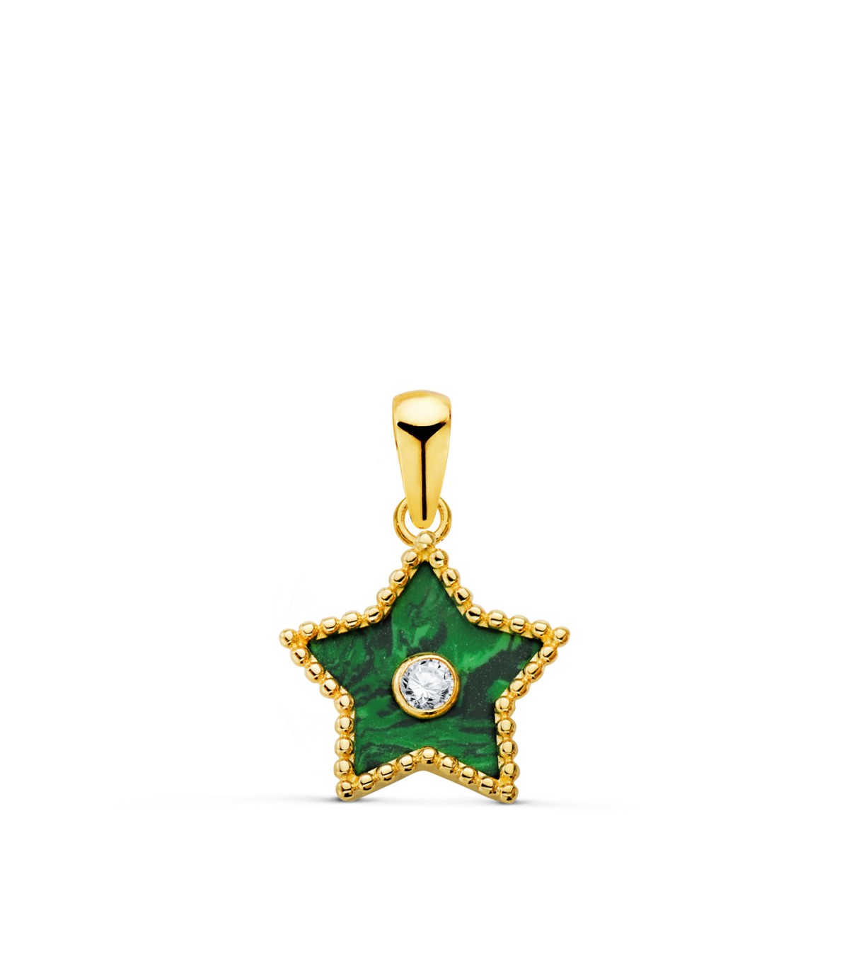 Colgante Mystic estrella Oro 18K malaquita. Colgantes para mujer, joyas para regalo Navidad, día de la madre, San Valentín.