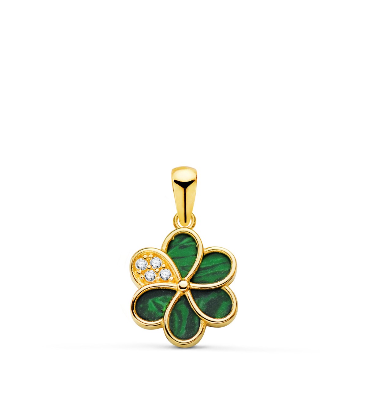 Colgante Mystic flor Oro 18K malaquita. Colgantes para mujer, joyas para regalo Navidad, día de la madre, San Valentín.
