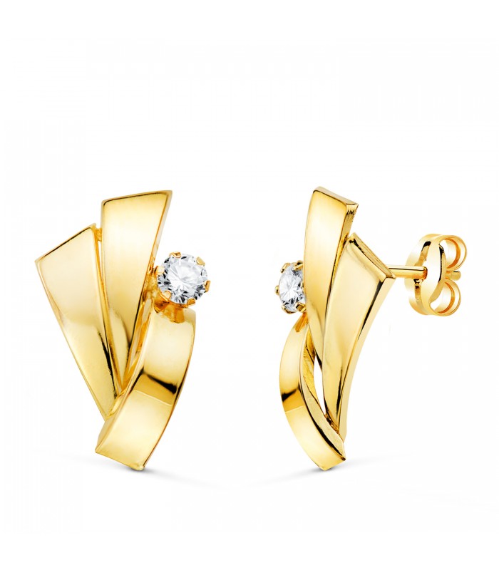 Boucles d'oreilles Bandes Nauplie Or jaune 18K. Bijoux femme, boucle d'oreille en or.