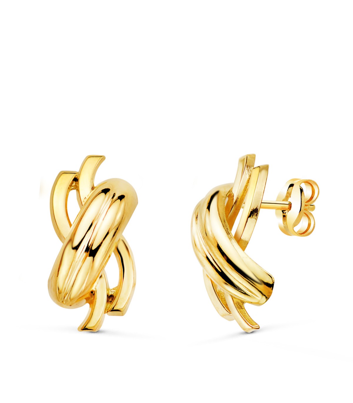 Ohrstecker Gold 18K - Creolen Glatt, Gewölbte | 21407 - Damen Ohrringe mit Knoten
