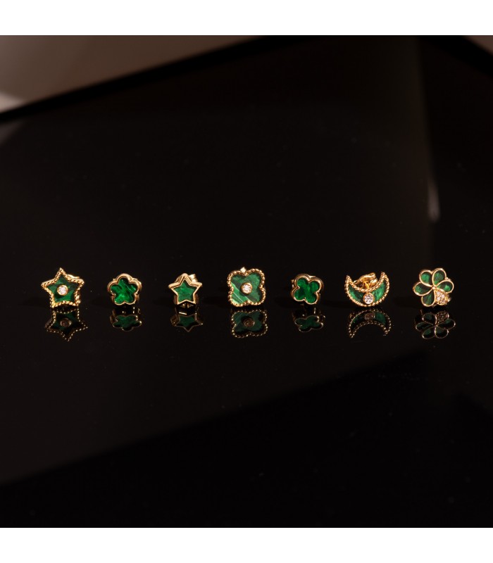 Puces d'oreilles Mystic fleur Oro 18K 9mm