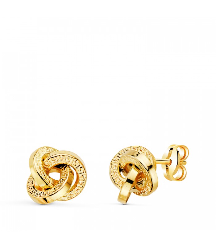 Orecchini nodo Greca da donna Oro giallo 18kt 8 mm | Orecchini a lobo gomitolo
