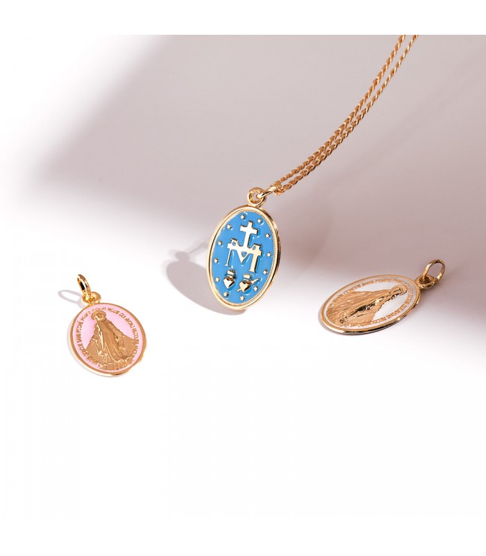 Médaille Miraculeuse 18K Émail blanc 20mm