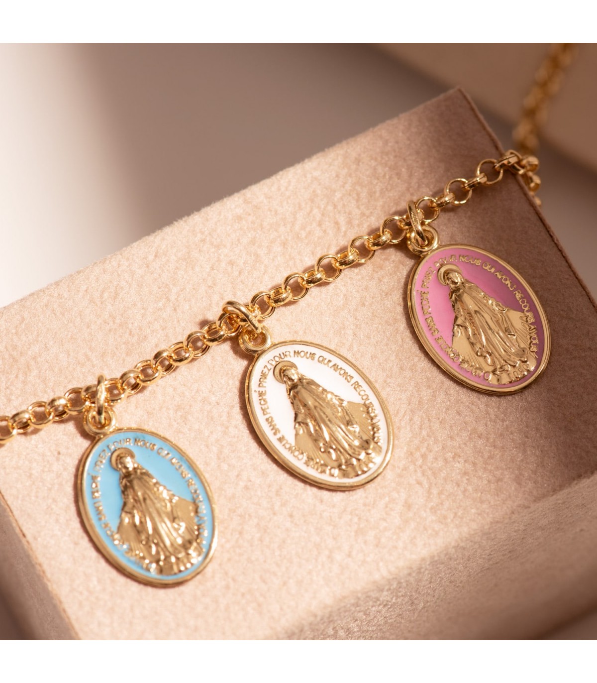 3 Medaglie Miracolose Extra Large 4,4 Cm - Argento Ossidato, Ciondoli Cattolici Per Collana - Made In Italy