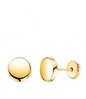 Orecchini tondi oro 18 kt 6,5 mm, orecchini a lobo, modello a bottone