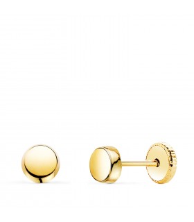Pendientes redondos Oro 18 kilates 4,5 mm. Pendientes para bebé, recién nacida. Estilo clásico atemporal.