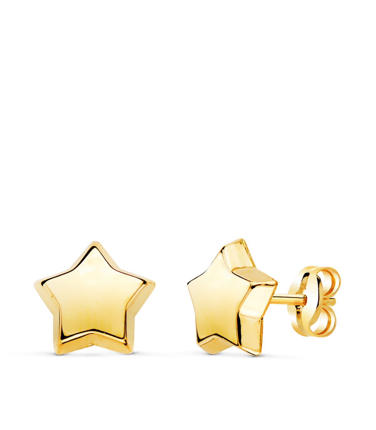 Orecchini oro giallo 750 con motivo di Stelle 8 mm - Orecchini a lobo per donna e ragazza
