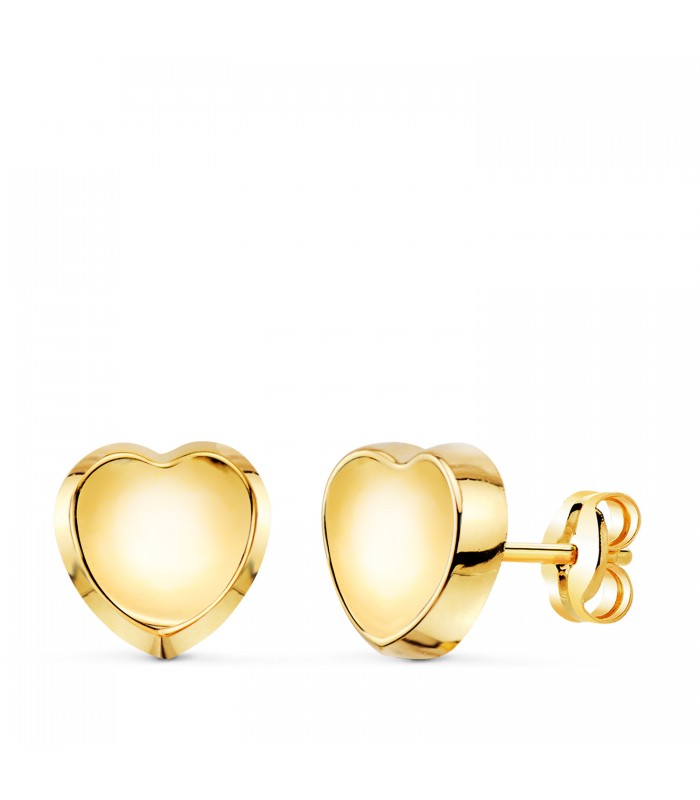 Herz Ohrstecker poliert | Damen Ohrringe 750 Gold Herzmotiv 8 mm Valentinstag