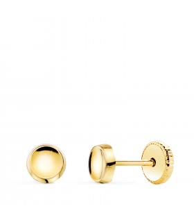 Orecchini bottone in Oro giallo 18 Kt 750‰, diametro 5 mm, adatti a bambina e neonata