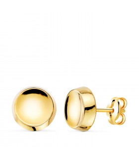 Orecchini bottone 8mm oro giallo 18kt, design tondo con chiusura a perno di farfallina.