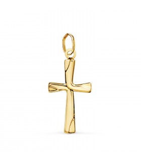 Wellen-Optik Kreuz aus 750er Gold 21 mm | Kettenkreuz Damen