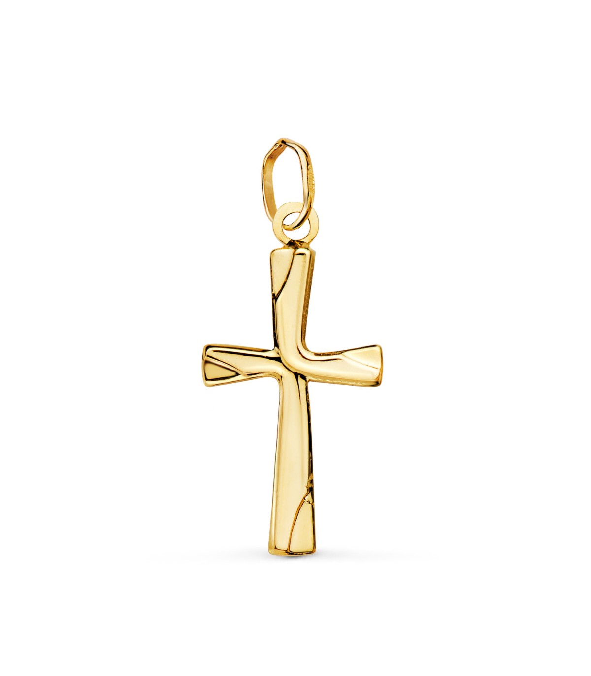 Pendentif Croix godronné Or 18K 22mm. Croix en or pour femmes, pendentif avec croix.