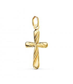 Wellen-Optik Kreuz aus 750er Gold 20 mm | Kettenkreuz Damen