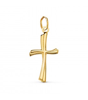 Wellen-Optik Kreuz aus 750er Gold | Kettenkreuz Damen, Goldkreuz 21 mm