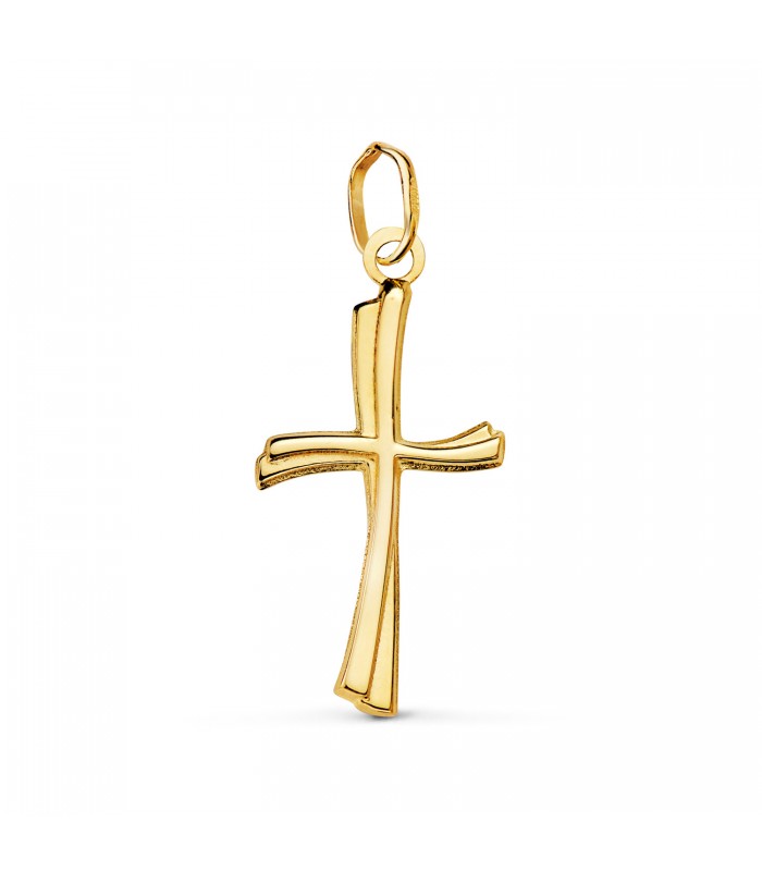 Wellen-Optik Kreuz aus 750er Gold | Kettenkreuz Damen, Goldkreuz 21 mm