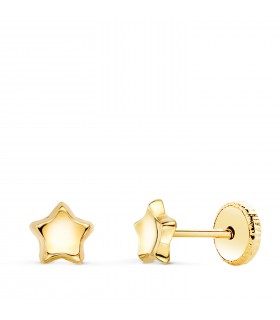 Pendientes de corazones Oro 18 K 5 mm. Pendientes para bebé, recién nacida. Estilo clásico atemporal.