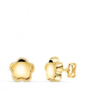 Orecchini donna a fiore Oro 18 Kt 8 mm con chiusura a perno di farfallina.