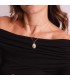 Collier pour femme avec médaille Miraculeuse en or jaune 750 et laque blanc, 20 x 14 mm