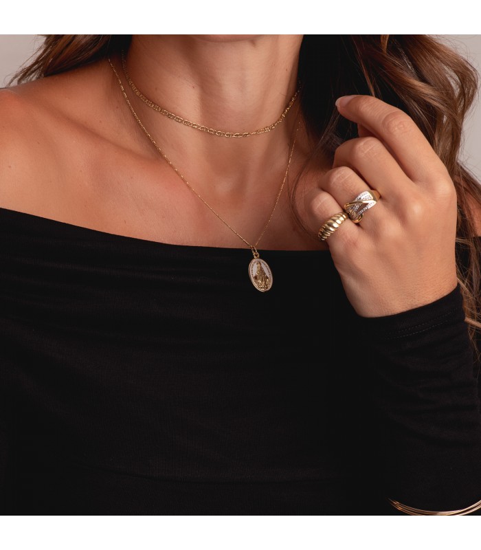 Anillo Croissant Oro Amarillo 18K - Anillos para mujer, anillos gruesos y grandes. Anillo para el dedo meñique.