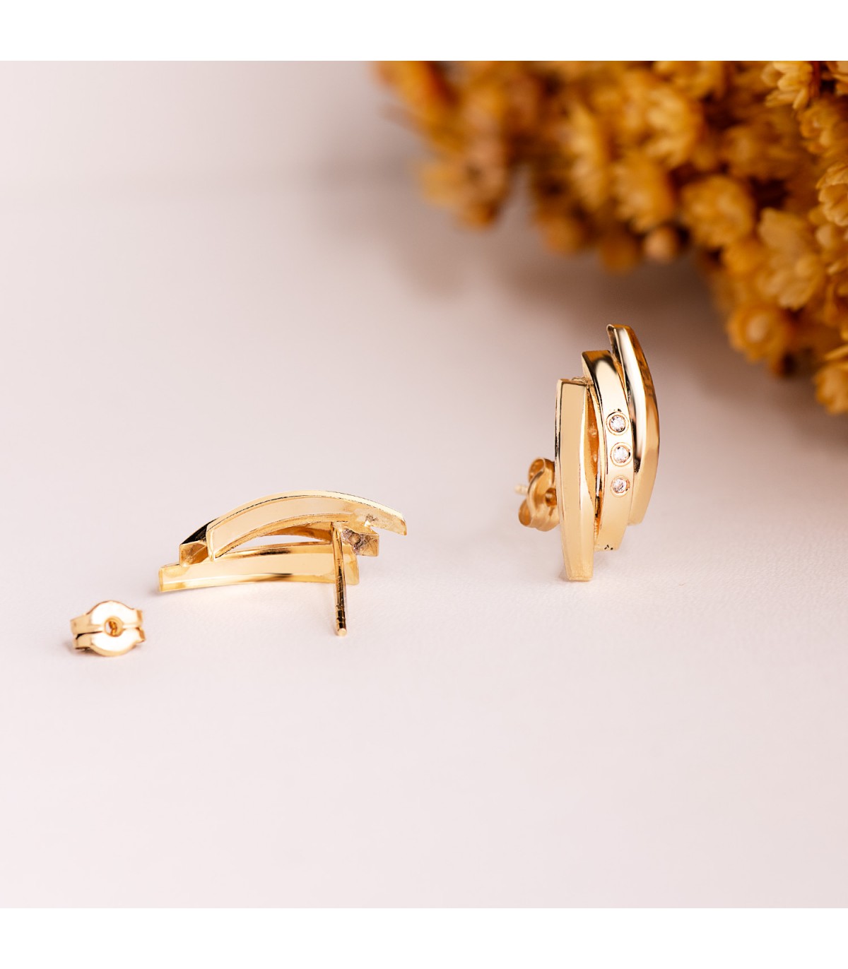 Ohrstecker Gold 18K - Creolen Glatt, Gewölbte | Damen Ohrringe 21405 Gelbgold