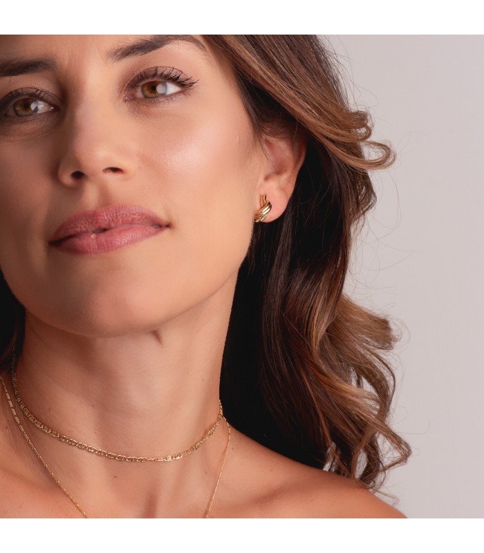 Ohrstecker Gold 18K - Creolen Glatt, Gewölbte | 21407 - Damen Ohrringe mit Knoten