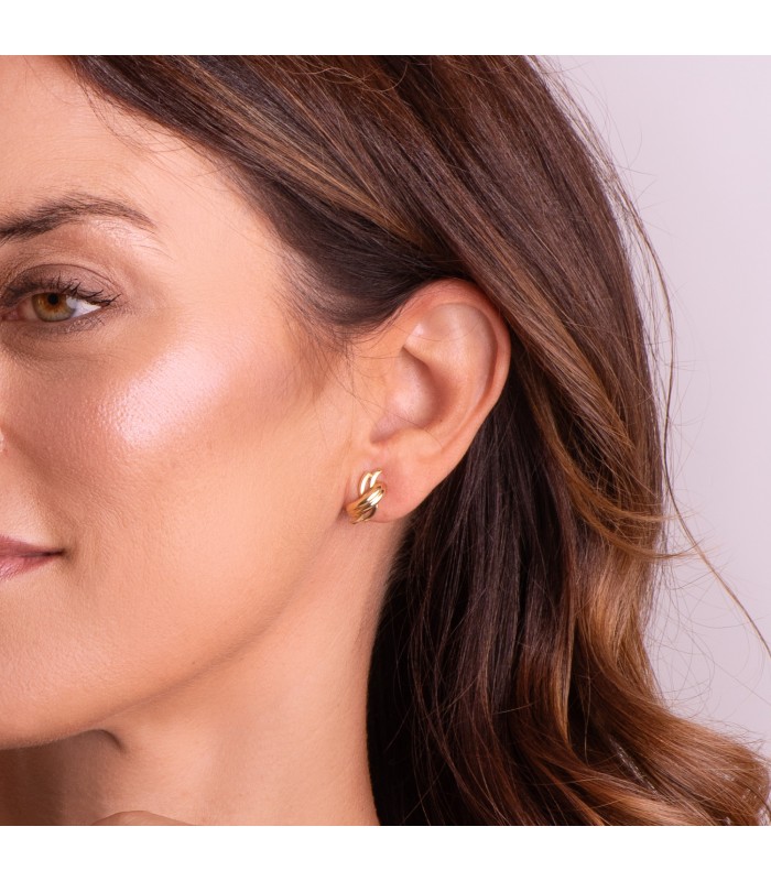 Ohrstecker Gold 18K - Creolen Glatt, Gewölbte | 21407 - Damen Ohrringe mit Knoten