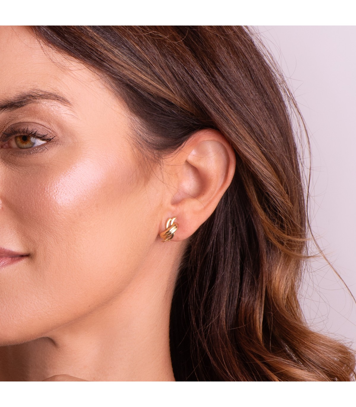 Ohrstecker Gold 18K - Creolen Glatt, Gewölbte | 21407 - Damen Ohrringe mit Knoten