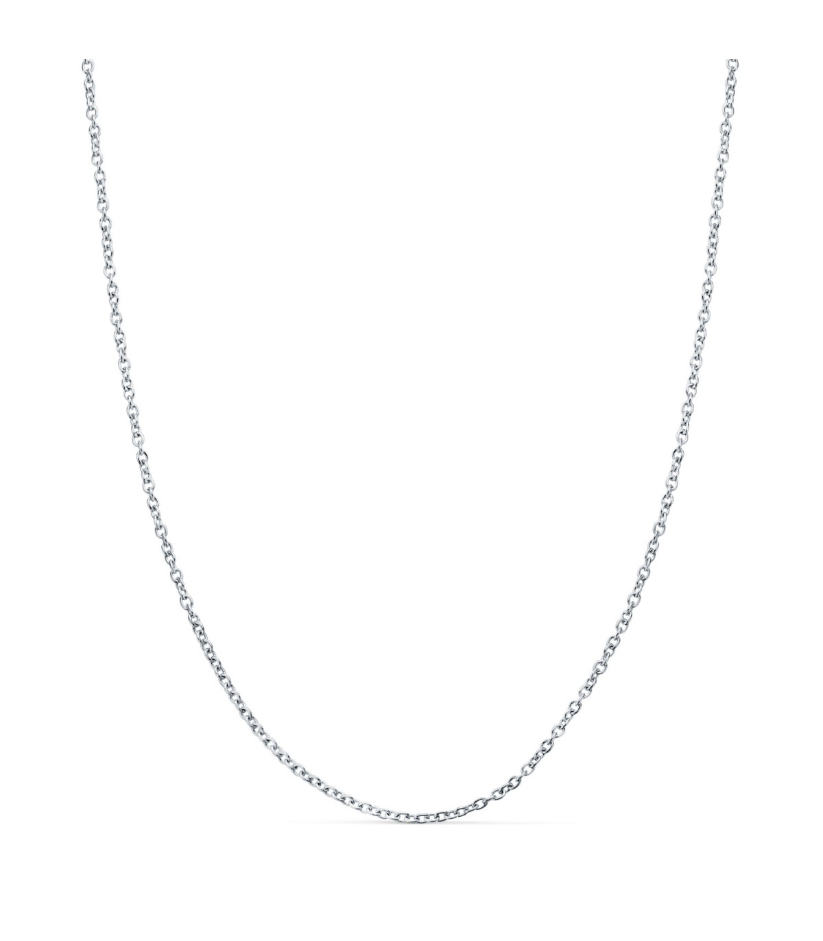 Chaîne pour femme en or blanc 18 carats, maille Forçat 1mm 45cm