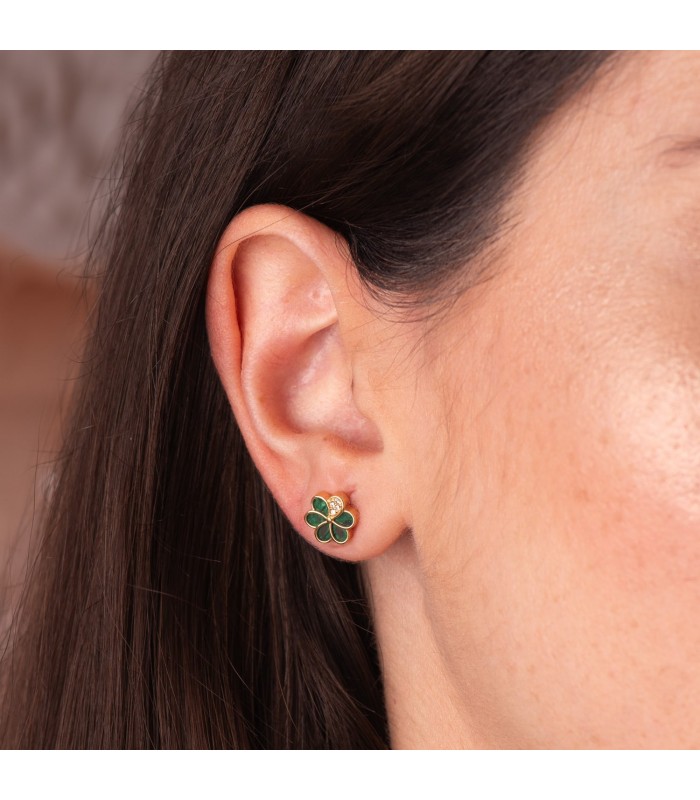 Puces d'oreilles Mystic fleur Oro 18K 9mm