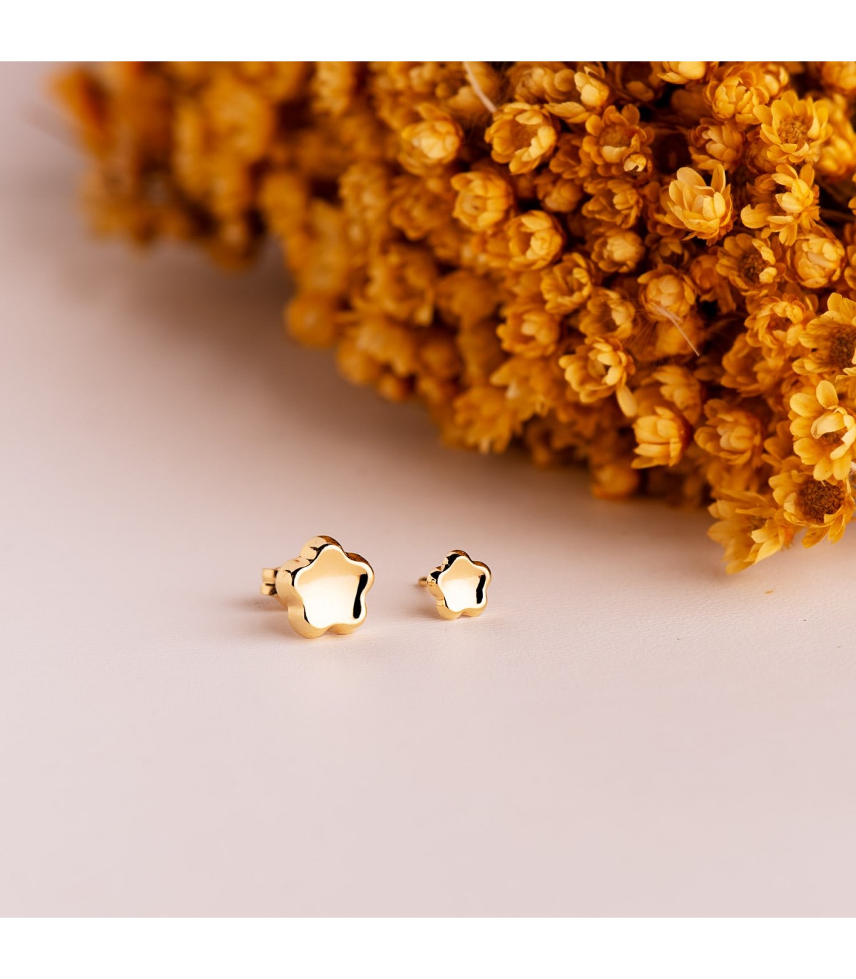 Boucles d'oreilles en or jaune 18K 750/1000, forme fleurs, bijoux et puces d'oreilles
