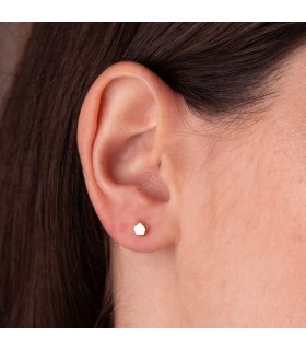 Boucles d'oreilles or jaune Gina 18k. Motif fleurs et fermoir à vis. Pour nouveau-née, bébé or enfants.
