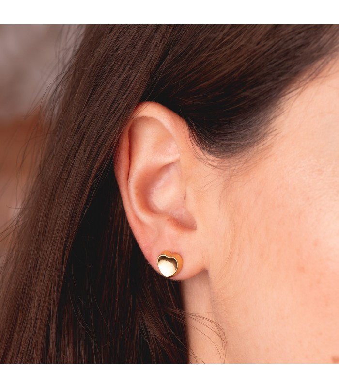 Herz Ohrstecker poliert | Damen Ohrringe 750 Gold Herzmotiv 8 mm Valentinstag