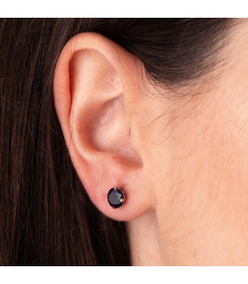 Goldohrringe aus 750er Gelbgold mit blauen Zirkonia-Ohrsteckern rund ca. 6 mm – elegante Ohrringe für Damen