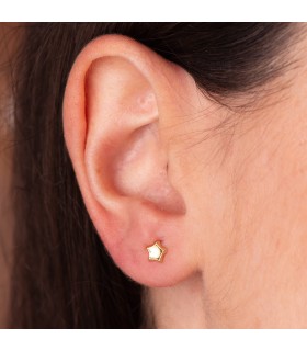 Pendientes de oro 750 5 mm en forma de estrella cóncava, pendiente oreja para bebé o piercings.