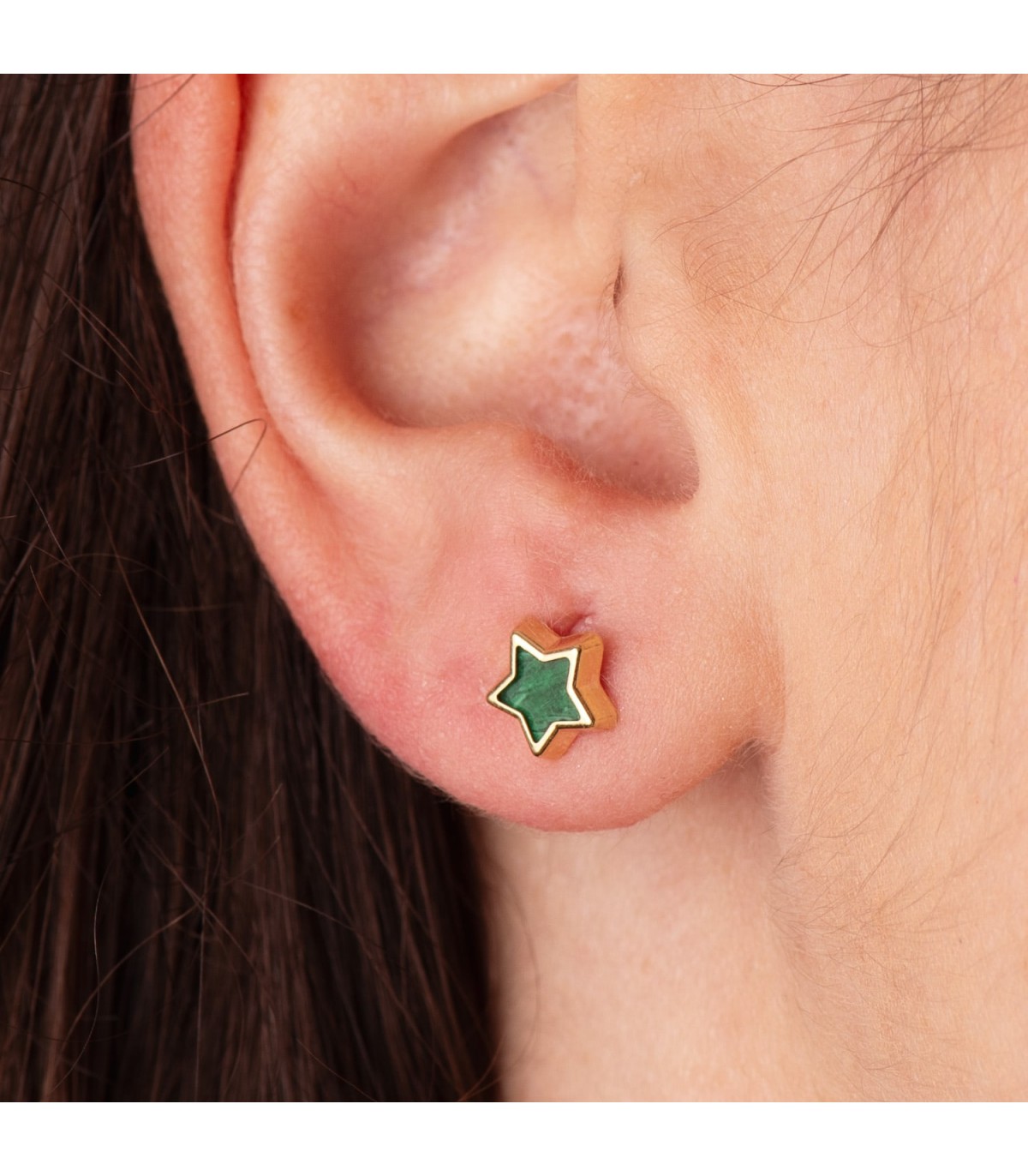 Ohrstecker mit Malachit Grün – Sternenform, Ohrringe Damen Gold 750er (18 K) | Schmuck online kaufen