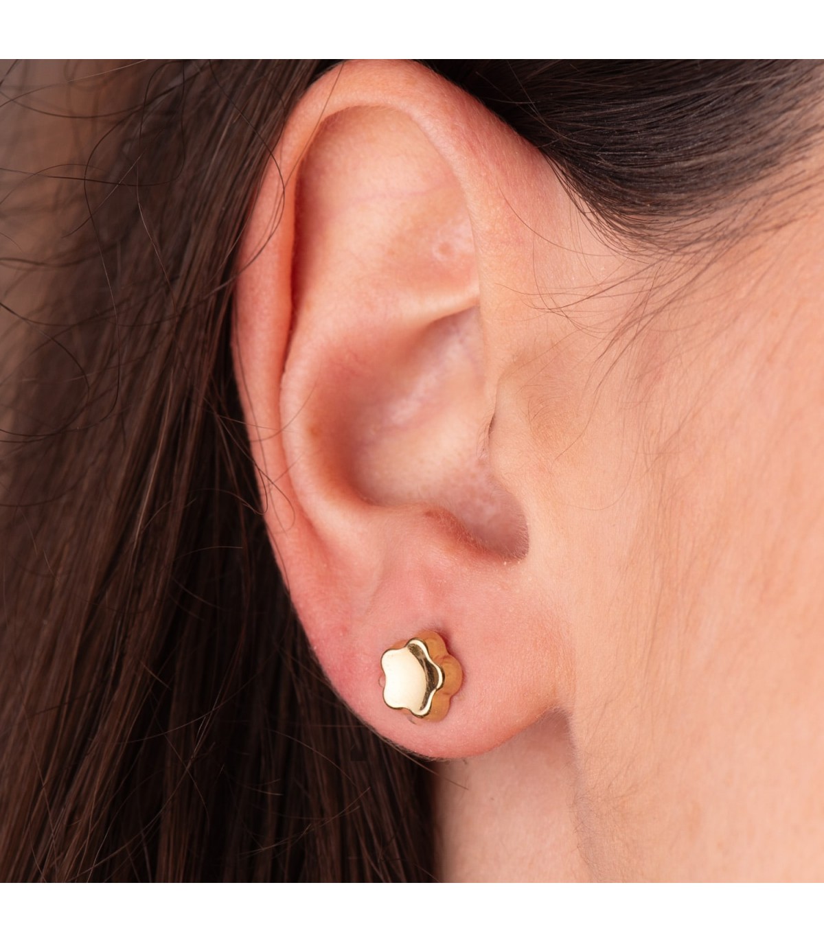 Pendientes de oro con forma de flores en oro 18 Kilates, para mujer o niña Comunión.
