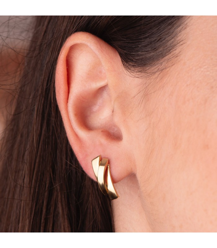 Orecchini in oro 18 kt , modello a fascia Mykonos - Orecchini a cerchio bombati | Gioielli Donna