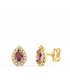 Puces d'oreilles Haya Or 18K Goutte améthyste. Style, élégance et modernité. Pour femmes, cadeaux Noël.