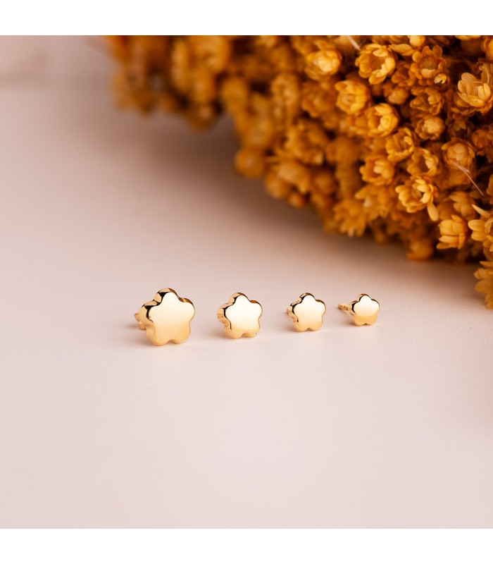 Orecchini bambina in oro giallo 18kt con forma di fiori | Modello Gina 5,5 mm